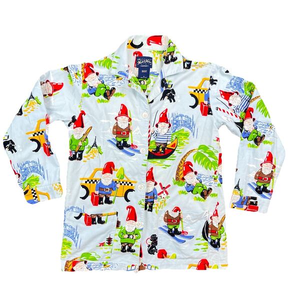 Nick & Nora Flannel Pajama Set Traveling Gnome 100% Cotton Women’s Small Comfy - Picture 2 of 8